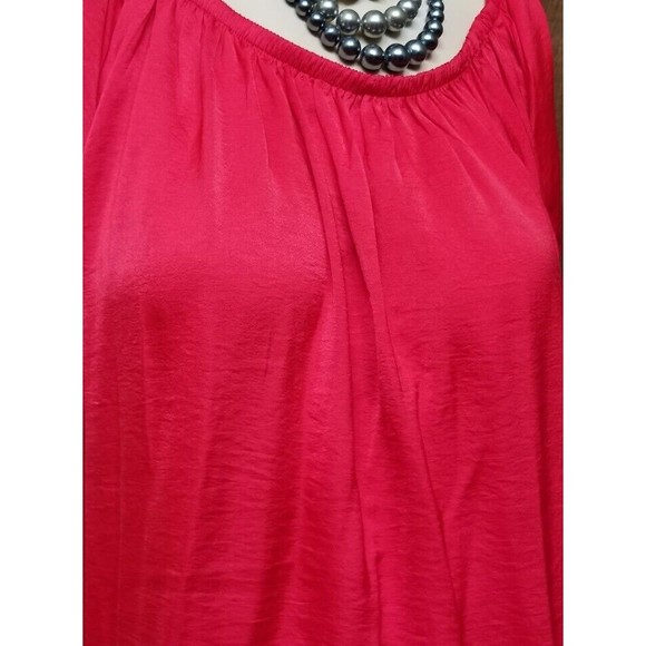 terra & sky Red Silky Soft Size 2X Poet Blouse Oversized Flowing Boho - Picture 5 of 6